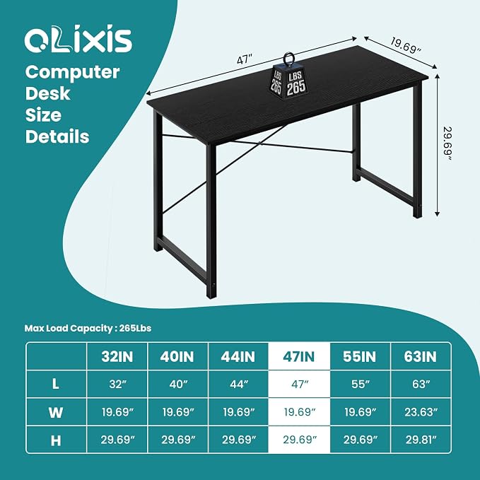 OLIXIS 47 Inch Home Office Desk, Study Desk, Work Table - Image 3
