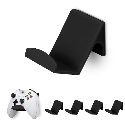 BRAINWAVZ Game Controller Holder Wall Mount Stand (4 Pack) For XBOX, PS5, SERIES X, ONE, PS4, PS3, SWITCH, NINTENDO, PC & MORE, Fits Latest & Retro Gamepads, Stick On, Easy To Install, UGC1 by Brainwavz