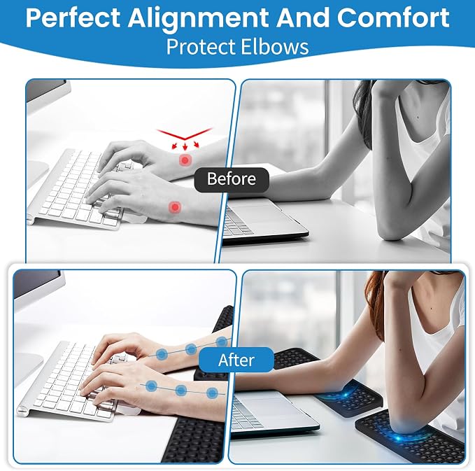 L-Shaped Desk Elbow Pad for Desk, 2-Piece Ergonomic Desk Edge Cushion, PU Leather Elbow Support Padding with Non-Slip, Wrist Comfort Support for Office Home, Office Desk Accessories - Image 4