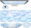 Blue Cloud Mouse Pad and Keyboard Wrist Rest 4PCS Extended Large Stars Desk Mat Pad Set Memory Foam Non-Slip Ergonomic Cute Gaming Mouse Pad Wrist Support for Computer Laptop Home Office by WFCYGL