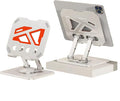 360° Rotatable & Adjustable Metal Tablet Stand for Desk, Foldable & Portable Tablet Holder, Compatible with iPad Pro/Air, iPhone & Switch, Universal Use for Office/Movie/Drawing/Gaming, White by ElevateYourEverydayEngineeredforStabilityDesignedforLife