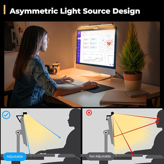 Monitor Light Bar, Computer Monitor Lamp, Memory Stepless Dimming Touch Control Screen Light Bar, 5 Color Temperatures, USB Powered LED Reading Desk Lamps for Home/Office/Game - Image 6