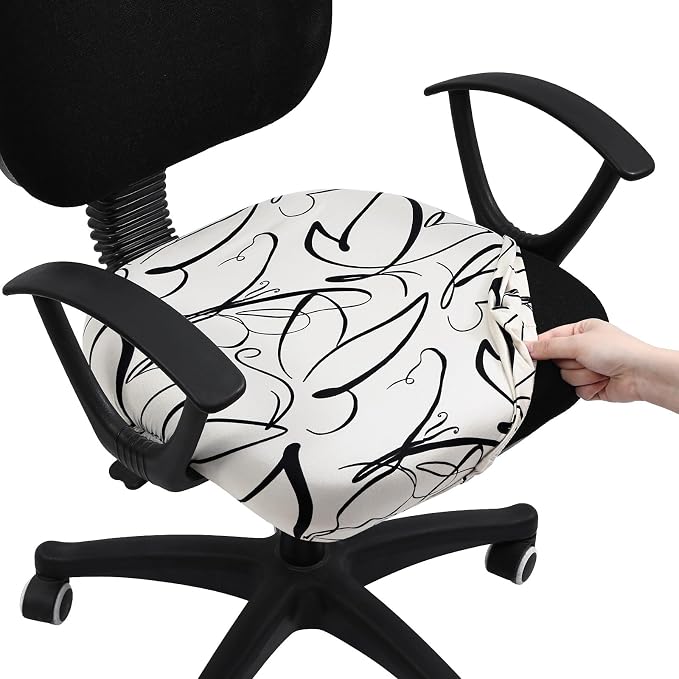 Smiry Stretch Printed Office Computer Desk Chair Seat Covers | Stretch Fit, Soft Fabric Universal Rotating Chair Cover, Washable Removable, Anti-Dust Seat Cushion Protector by Smiry