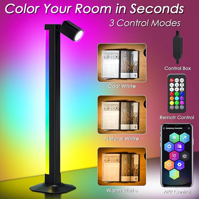 Smart Light Bar with Swivel Lamp, RGB LED Light Bar for Room Gaming Reading - Image 3
