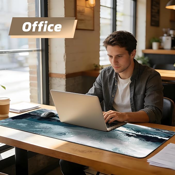 Galdas Gaming Mouse Pad XXL XL Large Long Extended Big Mousepad Non-Slip Rubber Keyboard Mouse Pad with Stitched Edges for Laptop Home Office (31.5x11.8x0.08 Inch) … (Ink Painting) - Image 5