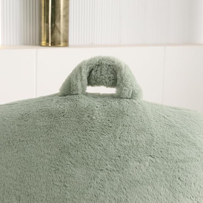 Large Plush Backrest Pillow for Sitting in Bed,Faux Fur,Green | 19" Back Pillow with Arms Supports Adults,College Students,Elbows & Forearms for Dorm Reading,Gaming,Watching TV - Image 8