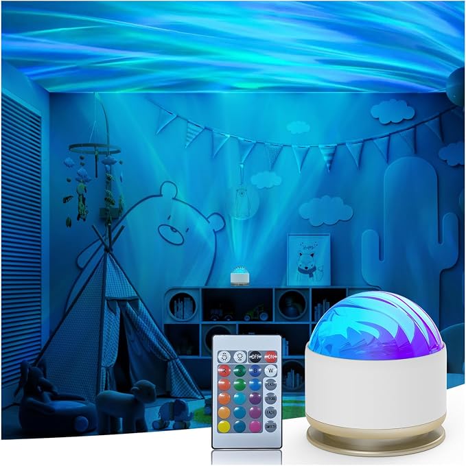 HUMIIEYE Northern Lights Projector, 16 Light Color Aurora Night Light Projector for Bedroom, Remote Galaxy Light Projector, Dimmable Mood Lighting with Memory Function for Playroom Kids Teen Girl Gift by HUMIIEYE