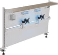 EUREKA ERGONOMIC Desk Pegboard Dual Monitor Stand 59x34 White | Large steel pegboard with dual monitor stands, LED lighting, privacy panel and modular accessories for gaming desks by EUREKAERGONOMIC