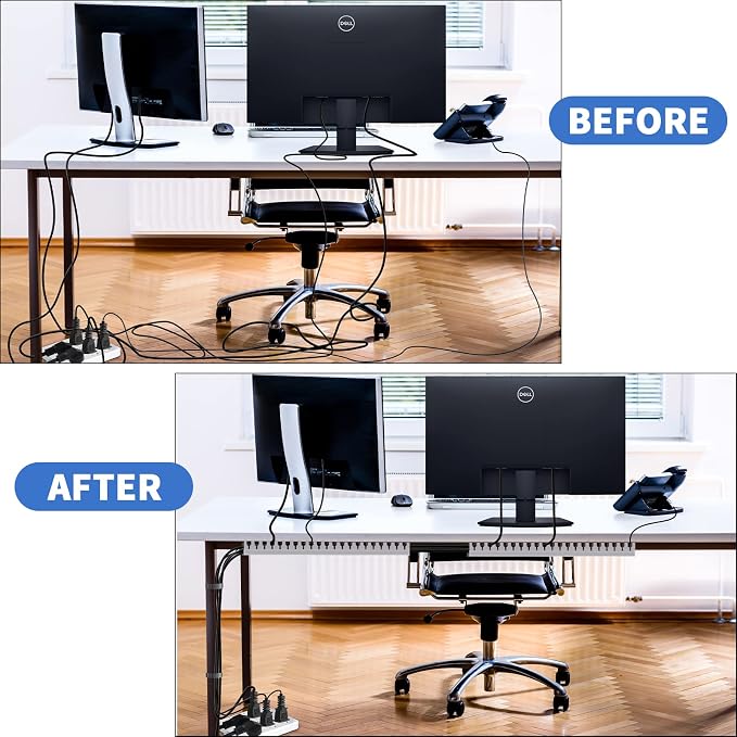 Cable Duct Management Raceway Kit, 31.4" (2 x 15.7) Server Rack Management, Hide Network HDMI VGA Cables, Open Slot Track Desk Wire Channel, White 2 Pack - Image 6