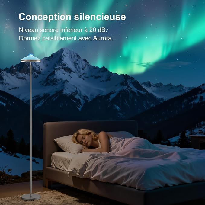 DUSKTEC 3-in-1 Floor Lamp, RGB Aurora & Galaxy Star Projector, 69", Silver - Image 7
