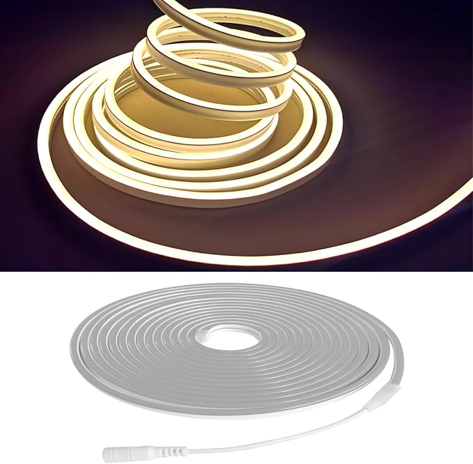 Warm White Neon LED Strip Lights, 16.4ft 12V Waterproof Flexible Light for Indoor/Outdoor Decoration (Includes Power Adapter) - Image 2