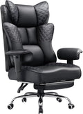 GTPLAYER Big and Tall Office Chair Wide Ergonomic Gaming Chair with Deluxe Embossing Designed Leather with Foot Rest,150°Reclining Adjustable Soft Armrests Pocket Spring Back Support and Pillow by GTPLAYER