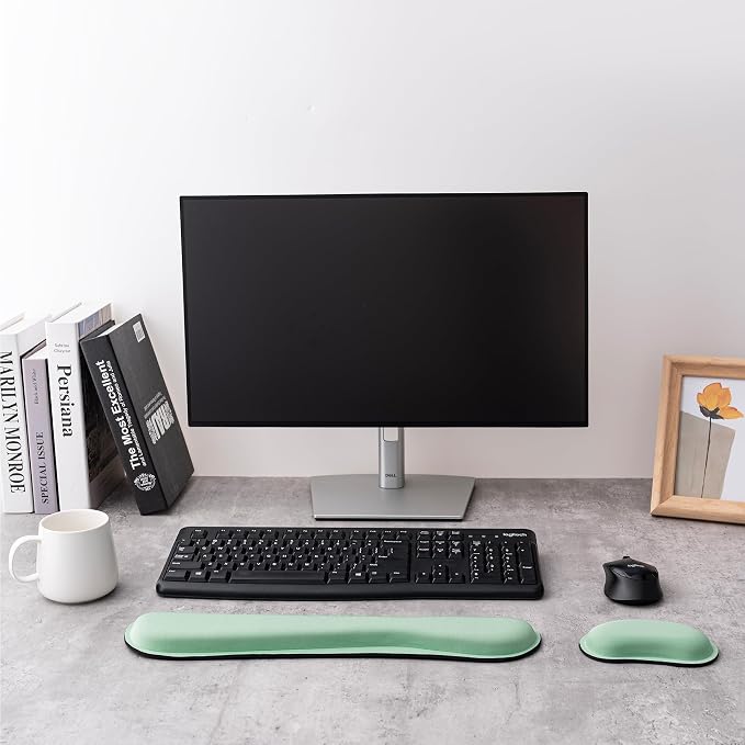 Keyboard Wrist Rest,Ergonomic Wrist Support for Keyboard,Bean Green | Computer Wrist Rest,Superfine Fabric and Gel Memory Foam Wrist Pad,Easy Typing&Pain Relief,Suitable for Office,Family - Image 6