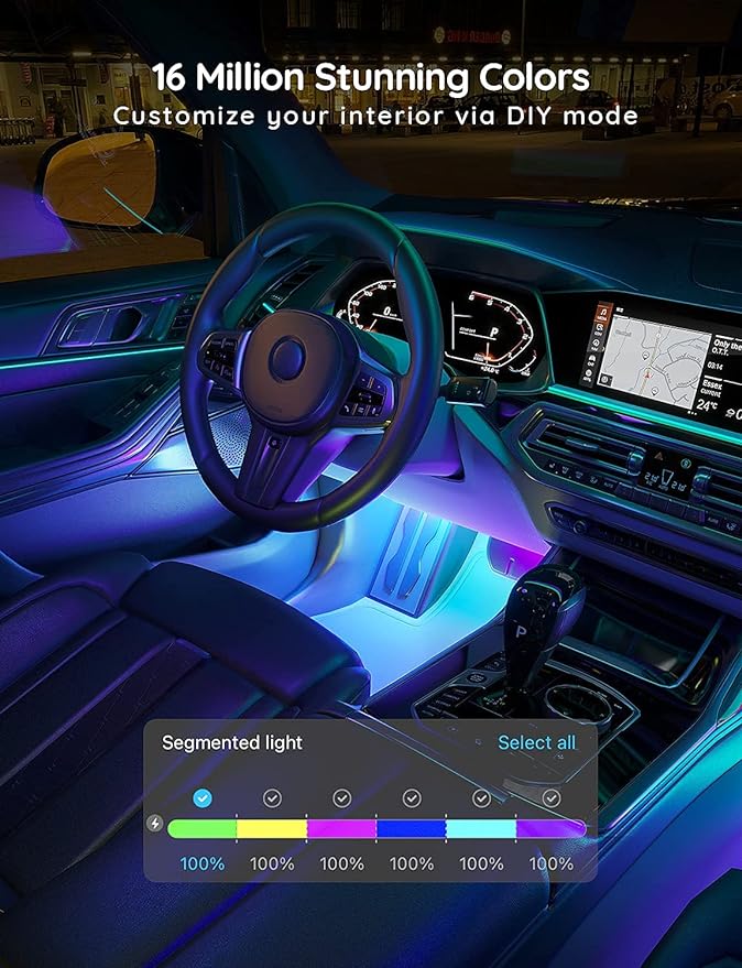 Govee Car LED Strip Lights, Smart RGBIC Interior Car Lights, APP Control - Image 4