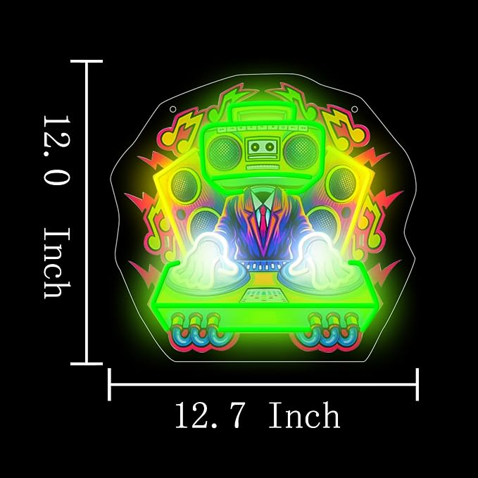 DJ Neon Sign Music Light Sign Pop Art With UV Printed background Room Wall Decor Man Gaming Room, Kids Room, Bar Decoration, Birthday Party Gifts - Image 4