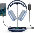 Miroddi Headphone Stand with Wireless Charger, Independent USB Charging Port, 5 in 1 Charging Station Headset Holder Rack for iWatch, iPhone, Samsung and Desk All Headphones, Dark Blue by miroddi