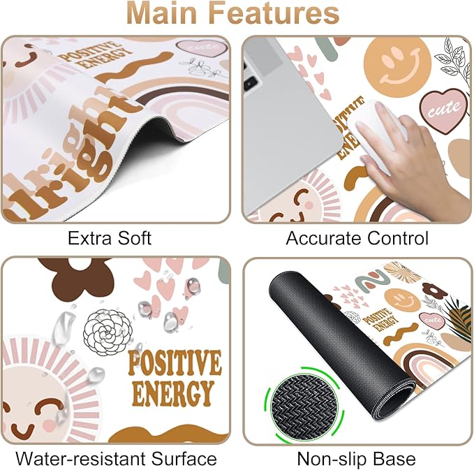 iCasso Desk Mat,Large Gaming Mouse Pad,XXL Desk Pad,Sticker | Stable Rubber Base Mousepad with Stitched Edges,Computer Keyboard Mat for Work Office Home - Image 5