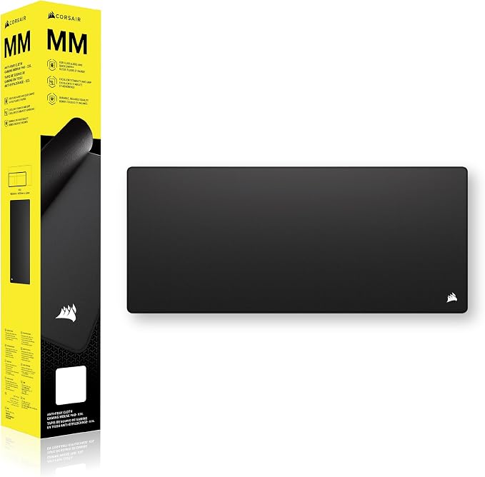 Corsair MM Anti-Fray Cloth Gaming Mouse Pad – Black | XXL (930 x 400mm), Precision Micro-Woven Surface, Non-Slip Natural Rubber Base, Stitched Edges - Image 8