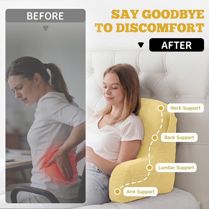 Reading Pillow for Bed,Back Pillow for Bed Sitting Up,Lumbar Support Pillow - Image 7