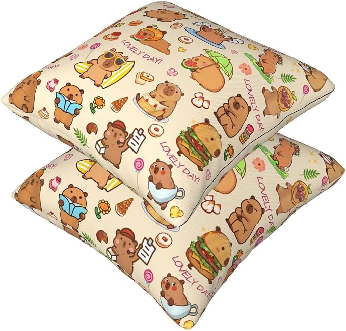 Capybara Throw Pillow Covers Set of 2, Soft 18x18 Inch Pillow Cases, Cute Capybaras Gifts for Girls, Home Decor for Living Room Bedroom Kids Room (capabara2) - Image 7