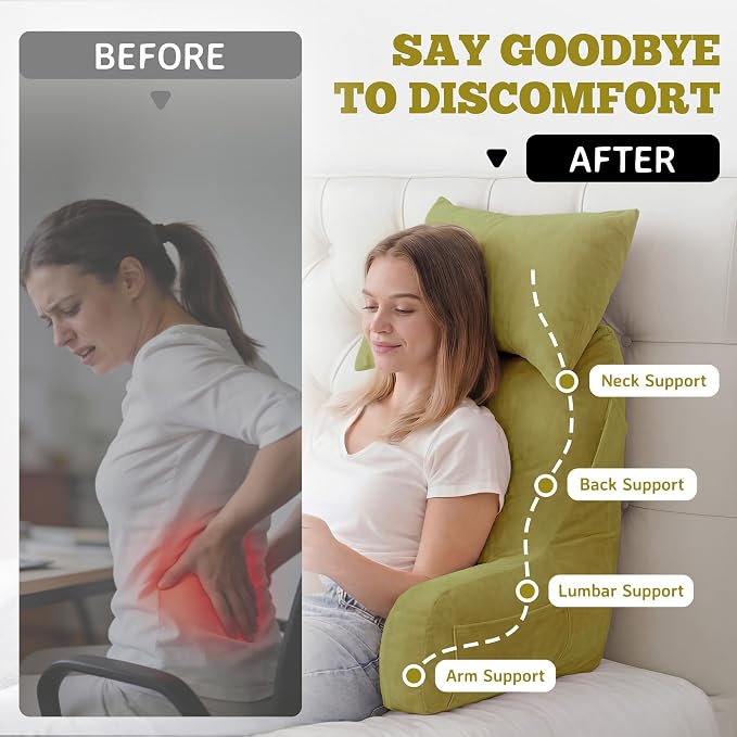 Reading Pillow for Bed,Back Pillow for Bed Sitting Up,Lumbar Support Pillow - Image 7