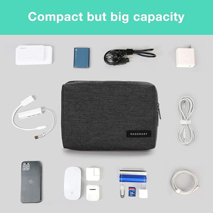 BAGSMART Travel Electronics Organizer, Phone SD Card, Men Women, Black - Image 3