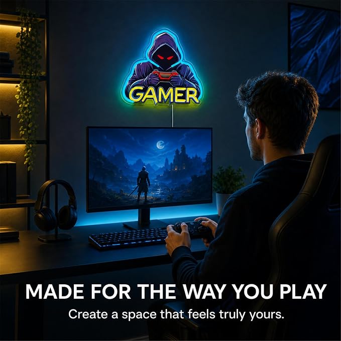 Gamer Neon Sign, UV Printed Gaming LED Neon Light Sign for Gamer Room Decor - Image 2