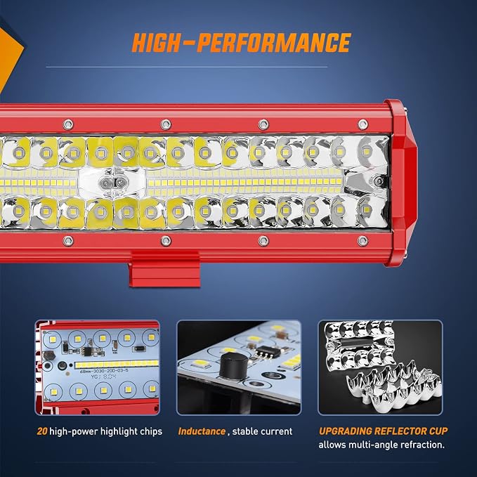 Nilight LED Light Bar 12 Inch with Wiring Kit on Truck SUV UTV, Red Shell - Image 4