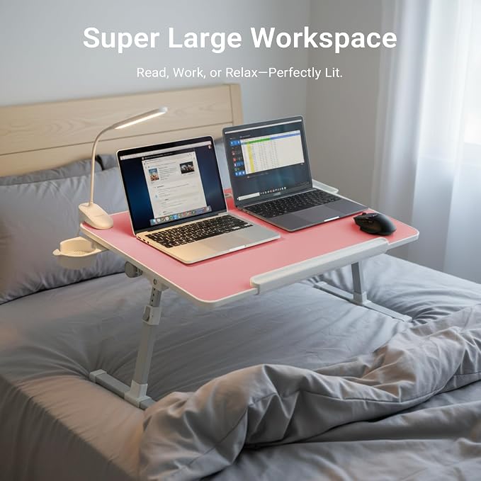iXTRA Adjustable Laptop Lap Desk with Cooling Fan USB Light for Adults - Image 7
