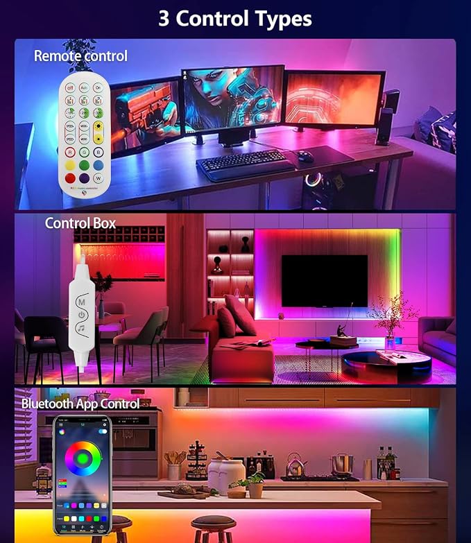 Daymeet Led Lights for Bedroom, 33ft Led Chasing Effect Dream ICRGB Light Strip, USB Smart Light Strips APP Control Music Sync Color Changing Led Strip Lights with Remote for Home christmas Decoration - Image 3