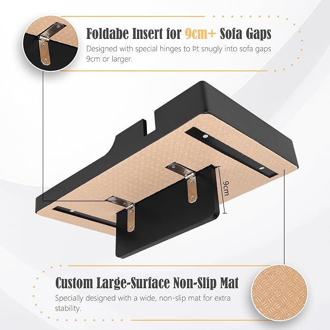 Nnewvante Couch Trays with Cup Holders Insert on Sectionals, Black - Image 5