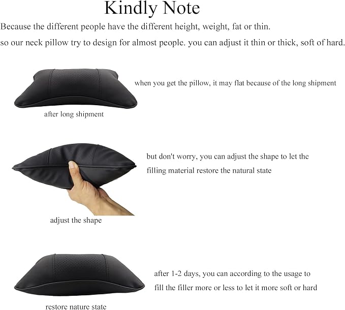 2 Packs Car Neck Pillows, Dual-Side PU Leather Car Headrest with Fiber Filling, Universal Soft Neck Support Pillow for Car, Home & Office (Black) - Image 2
