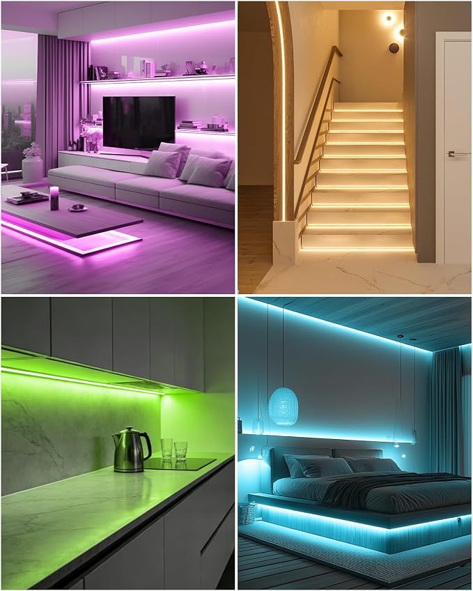 5V USB COB RGB LED Strip Light for Bedroom 10FT/3M Bluetooth LED Rope Lights Music Sync Self-Adhesive TV Backlight Flexible Color Changing Tape Light With Remote for Kitchen Home Decor 576LED/M - Image 7