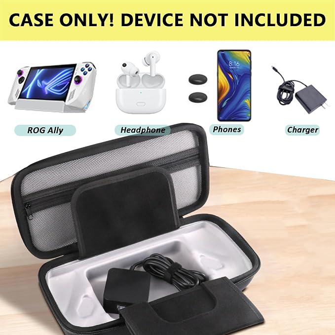 Miimall EVA Hard Travel-Friendly Large Capacity Case with Portable Strap for Asus ROG Ally X/Ally Handheld Accessories Black - Image 2