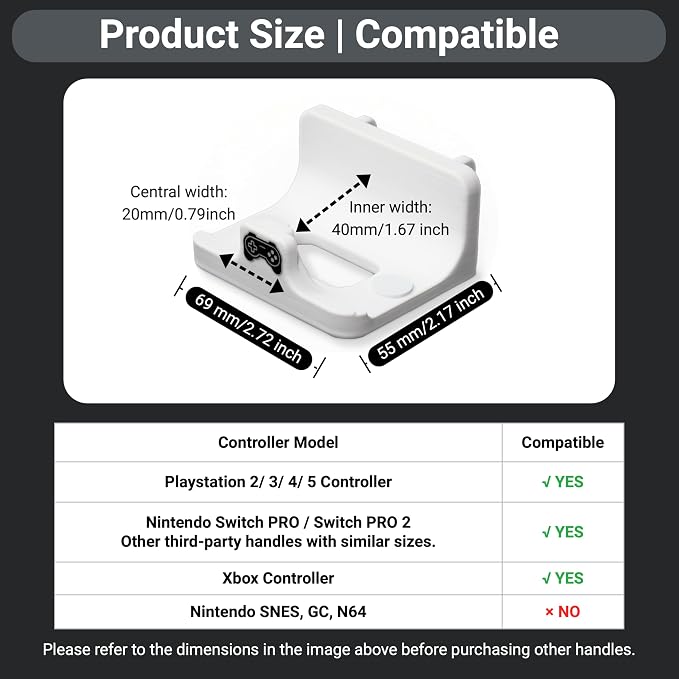 Pegboard Controller Holders, SKADIS Accessories, White | Compatible with IKEA SKADIS, for Playstation2/3/4/5, Switch Pro/2, Xbox Controller, 2PCS - Image 4