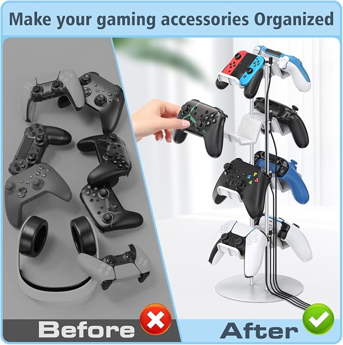 Kytok Gamer Gifts, Headset Stand 4 Tiers with Cable Organizer, Controller Stand Compatible with PS5/Xbox/Nintendo Switch/PS Portal/PS4, Headset Holder & Controller Holder - Image 6