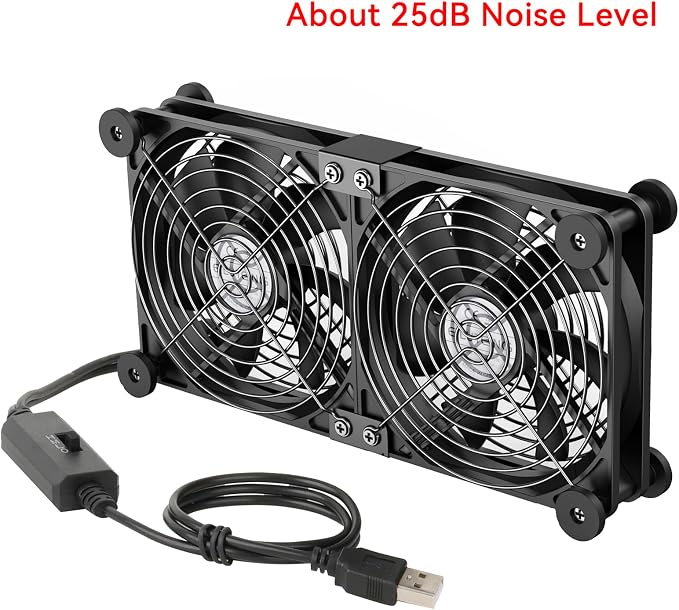 ELUTENG Dual AC USB Computer Fan 140mm USB Fans for Cooling 3 Speed Control - Image 8