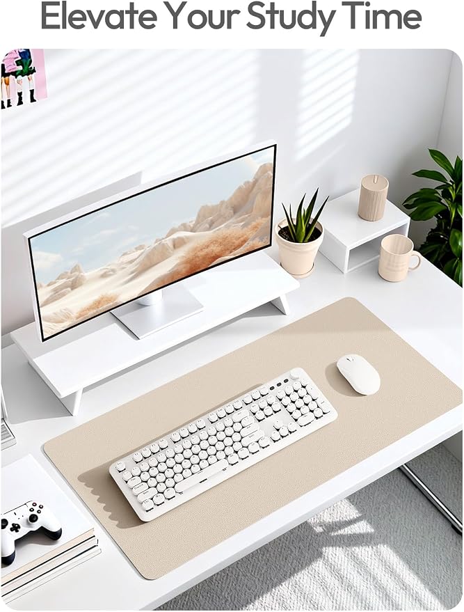 YSAGi Leather Desk Pad Protector, Office Desk Mat, Large Mouse Pad, Non-Slip PU Leather Desk Blotter, Waterproof Laptop Desk Writing Pad for Office and Home (23.6" x 13.8", Eggshell) - Image 6