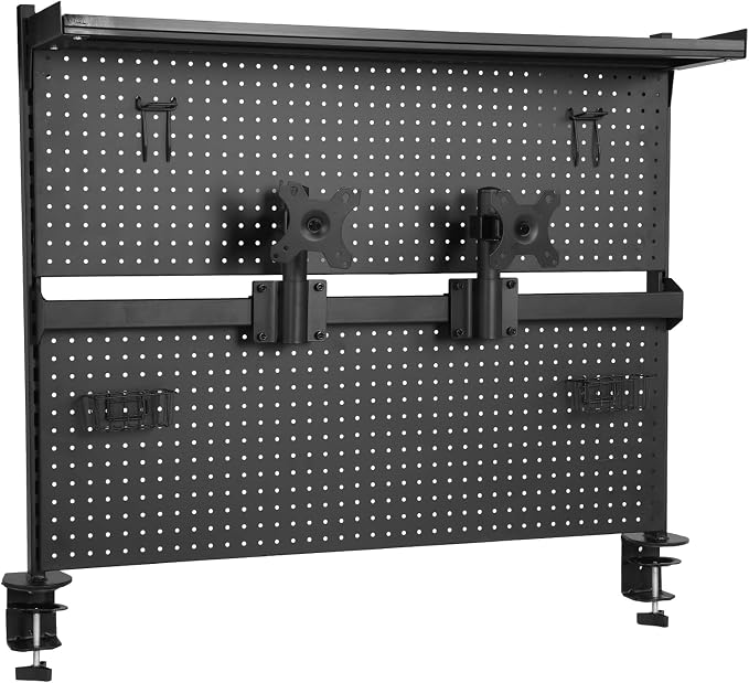Modular Pegboard with Monitor Stands Computer Accessories Clamp On Desk Organizer Shelf 51 X 34 Inch for Office Gaming Desk Workbench - Image 8