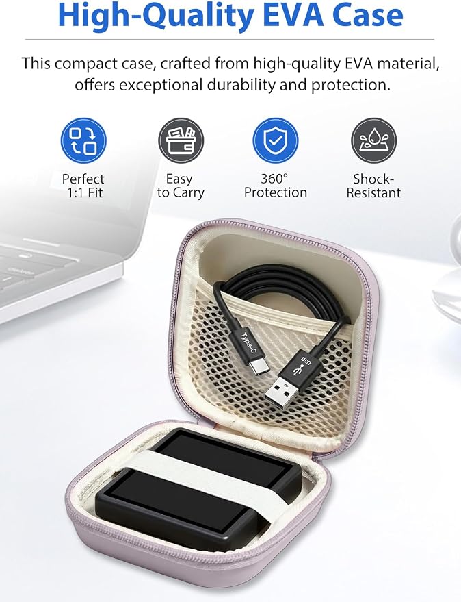 for Anbernic RG Rotate EVA Carrying Case, Hard Shell Travel Pouch with Soft Mesh Pocket, Shockproof Protective Bag with Lanyard – Portable for Console & Accessories (Purple) - Image 2