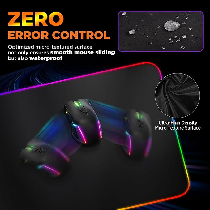 Gimars RGB Gaming Mouse Pad,15W Wireless Charging Mousepad with 10 Light Modes, Large Mousepad with Premium Smooth Surface, Non-Slip Mouse Mat for Gaming, Desk, PC,Office, 31.5x11.8x0.16inch - Image 7