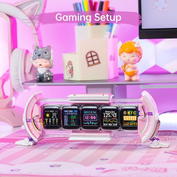 Divoom Times Gate - Cute Gaming Digital Clock with Smart App-Controlled, Support Weather Forecast, Stock Market/Exchange Rate, Social Media, Pixel Art Display for Gamers & Home Office Decor (Pink) - Image 8