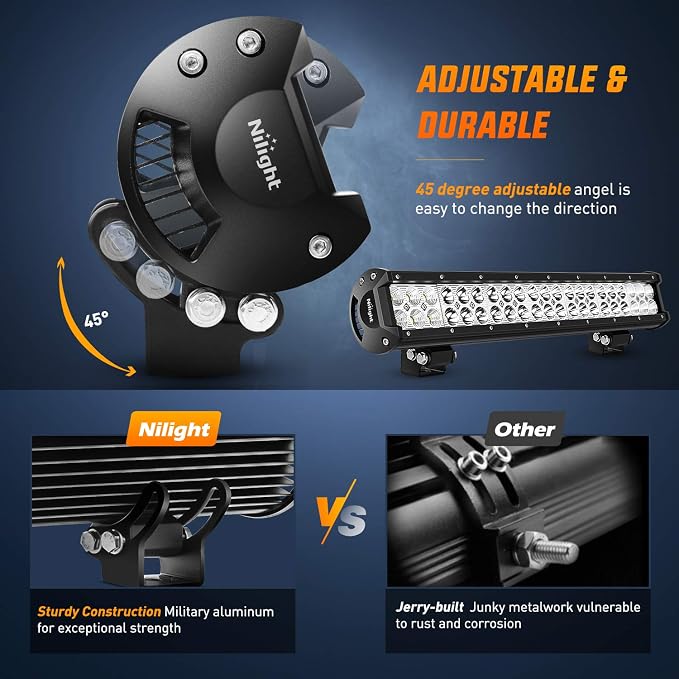 Nilight - ZH006 LED Light Bar 20 Inch 126W Spot Flood Combo Led Off Road Lights with 16AWG Wiring Harness Kit-One Lead, 2 Years Warranty - Image 5