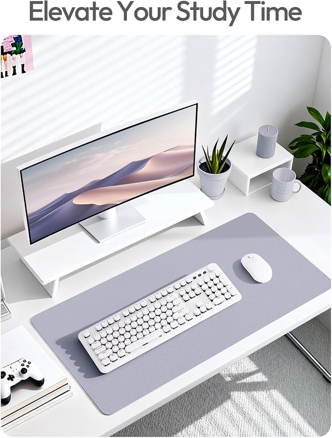 YSAGi Leather Desk Pad Protector, Office Desk Mat, Large Mouse Pad, Non-Slip PU Leather Desk Blotter, Laptop Desk Pad, Waterproof Desk Writing Pad for Office and Home (Soft Lavender,47" x 17") - Image 6