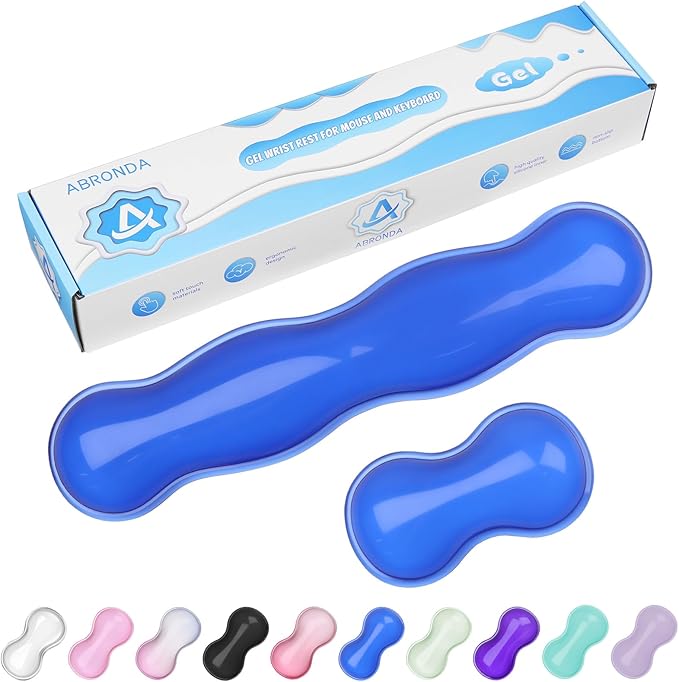 Gel Wrist Rest for Keyboard and Mouse, Wrist Rest for Keyboard, Mouse Wrist Support, Pain Relief, Cool Touch, Non-Skid, Keyboard and Mouse Wrist pad Set by ABRONDA