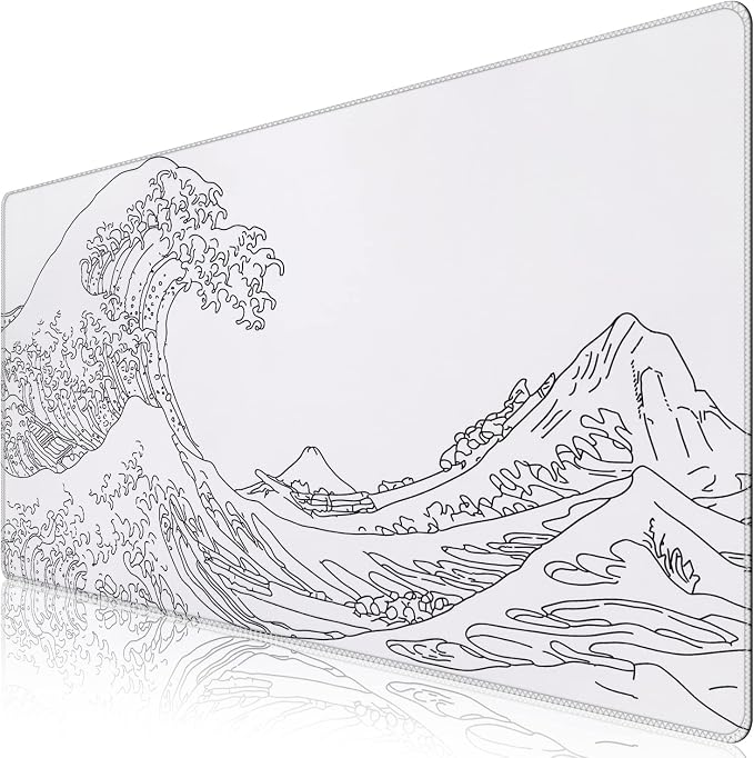 iCasso White Mouse Pad, Extended Gaming Desk Pad 35.4x15.7 in | Stable Rubber Base Mousepad with Stitched Edges,Keyboard Mouse Mat for Work Office Home by iCasso