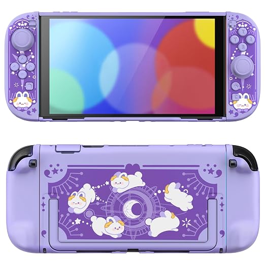 PlayVital Protective Case for Nintendo Switch 2 - Kawaii Dockable Hard Case Shell for Switch 2 with Thumb Grip & Sticker & Button Caps, Anti-Scratch, Shockproof Cover Skin - Celestial Rabbit Orbit by PlayVital