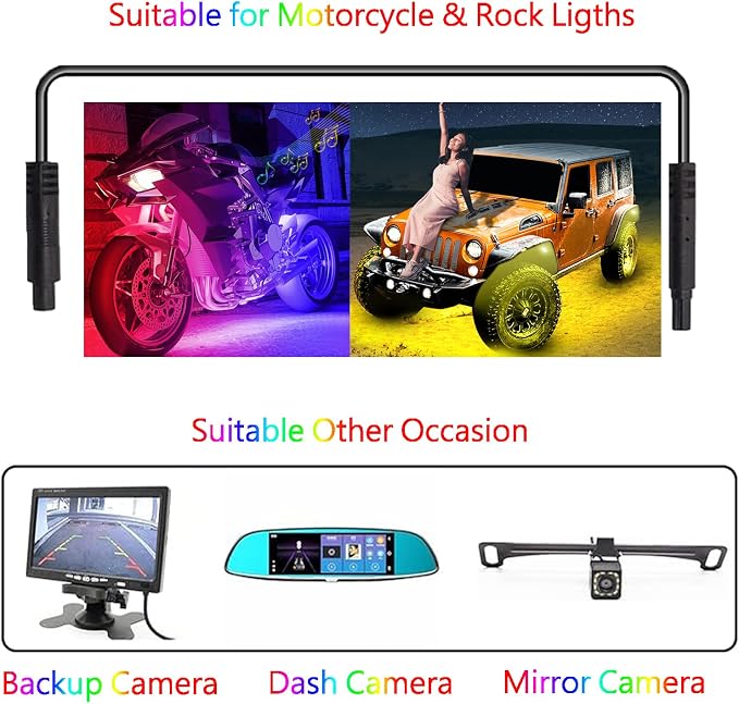 4 PCS Rock Light Extension Wire,4 Pin LED Extension Cable,Neon Accent Kits RGB LED Light Extension Cable for Trucks Motorcycle Car ATV Strip Rock Lights (4 PCS 78 Inch) - Image 5