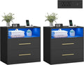 VASAGLE 23.6‑Inch Wide Nightstands, Set of 2, LED Lights, 2 Drawers by Unknown