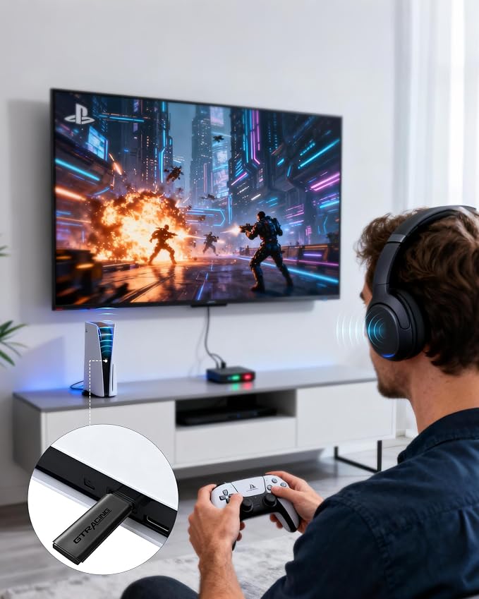 GTPLAYER Gaming Chair Bundle with Integrated Speakers, RGB Computer Speakers & USB Adapter – Ergonomic Music Chair for Surround Sound, Wireless & Complete Entertainment Setup, Wine Red (New) - Image 5